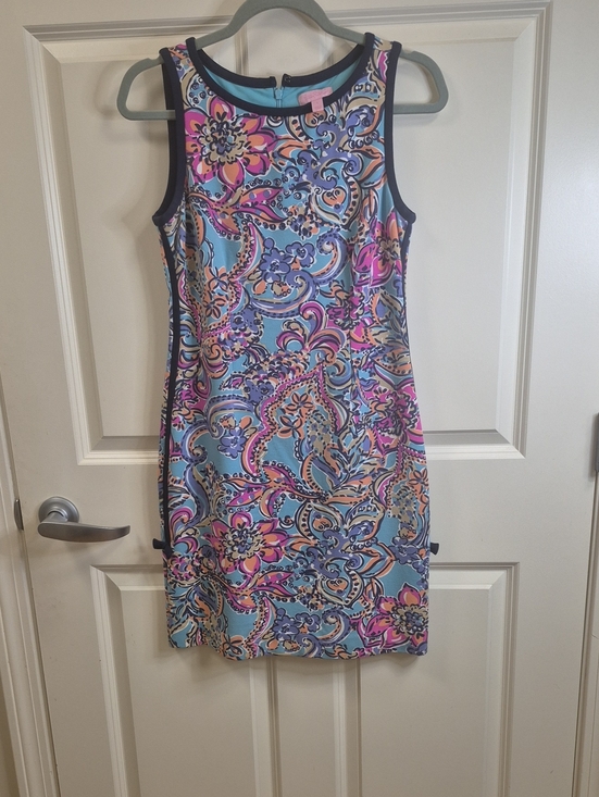 Lilly Pulitzer Dresses & Skirts - Lilly Pulitzer Sleeveless Paisley Floral Midi Dress in Blue, Pink & Black Sz S